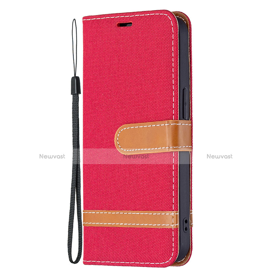 Cloth Case Stands Flip Cover for Apple iPhone 14 Plus Red