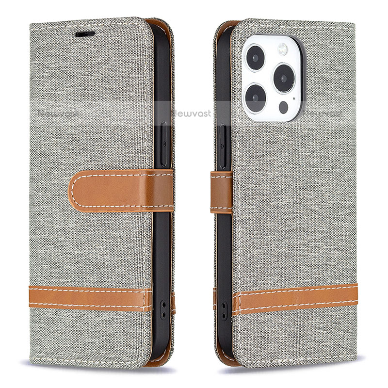 Cloth Case Stands Flip Cover for Apple iPhone 14 Pro Gray