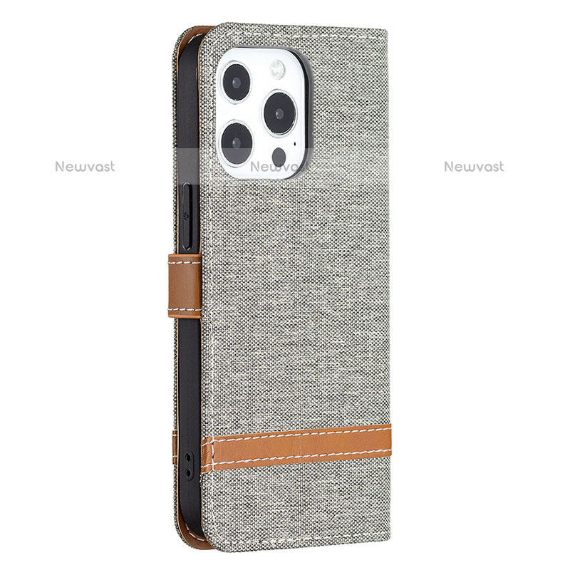 Cloth Case Stands Flip Cover for Apple iPhone 14 Pro Gray