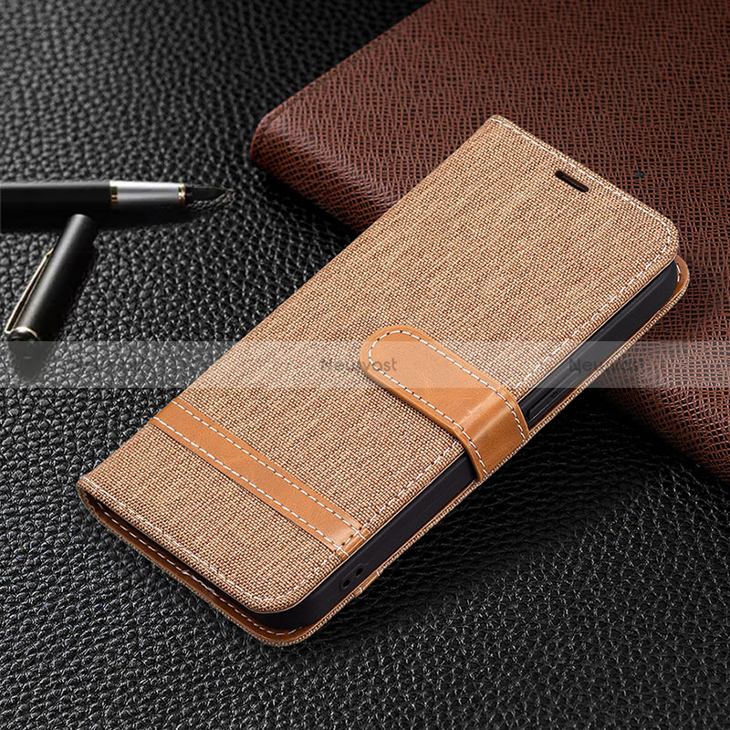 Cloth Case Stands Flip Cover for Apple iPhone 14 Pro Max Brown