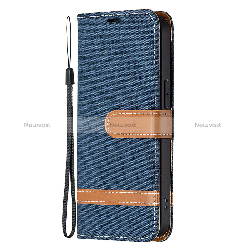 Cloth Case Stands Flip Cover for Apple iPhone 14 Pro Max Navy Blue