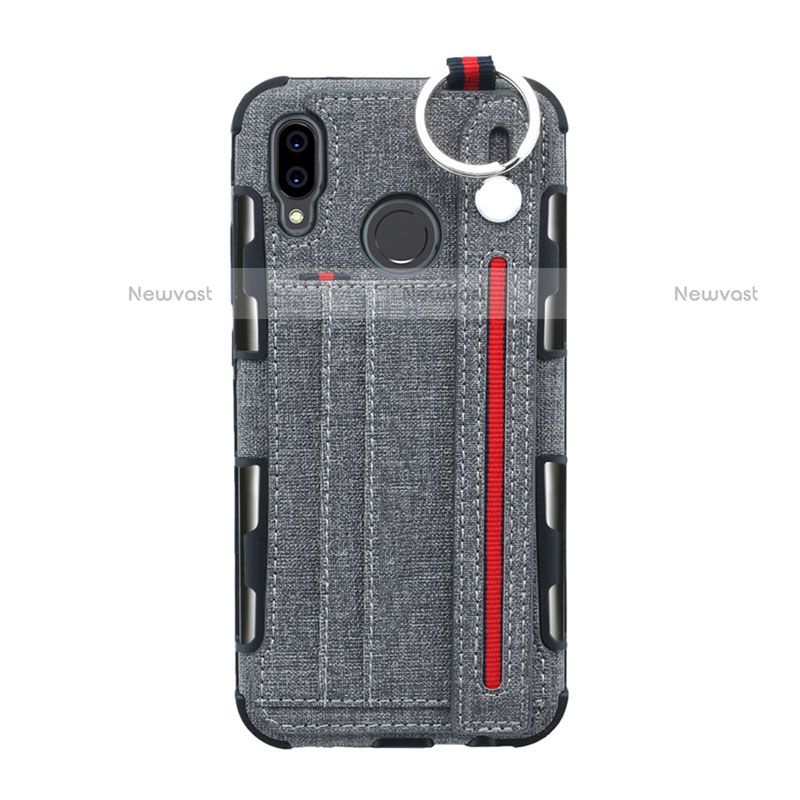 Cloth Case Stands Flip Cover for Huawei P20 Lite Gray