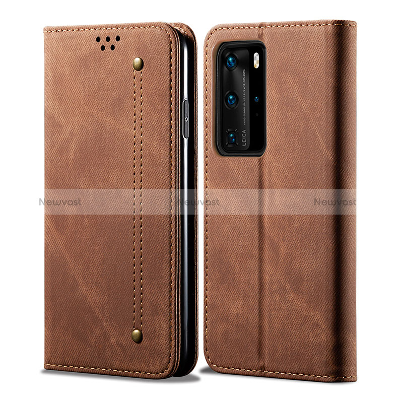 Cloth Case Stands Flip Cover for Huawei P40 Pro Brown