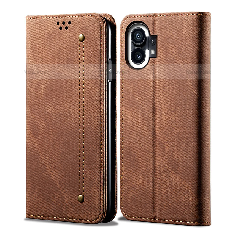 Cloth Case Stands Flip Cover for Nothing Phone 1 Brown