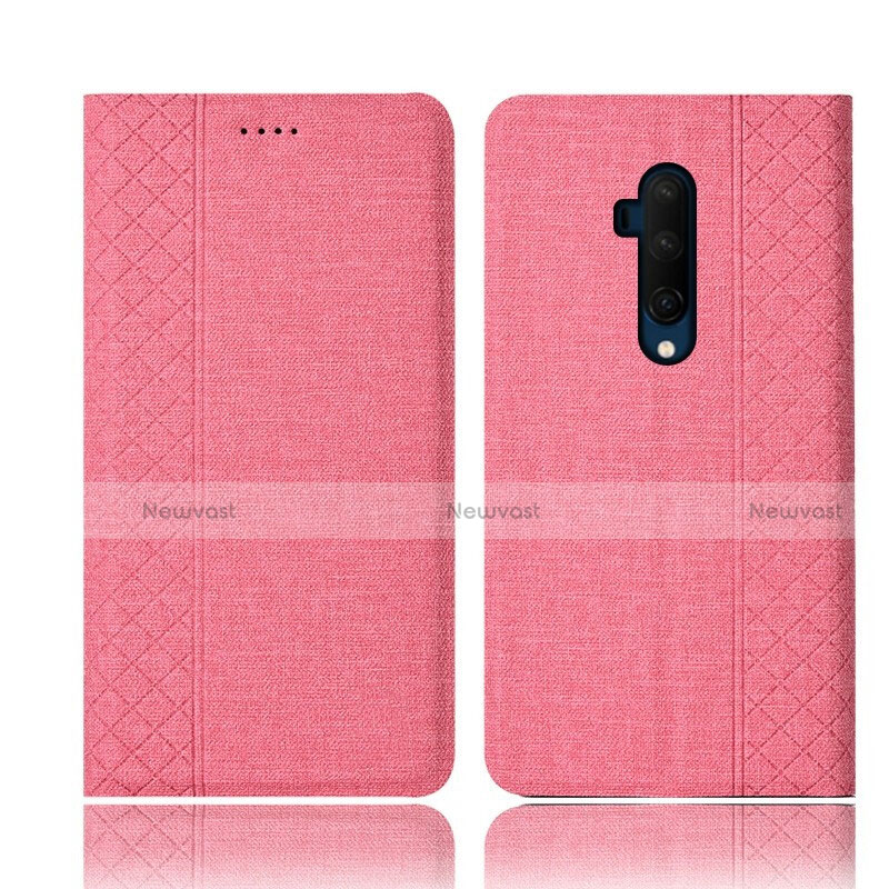 Cloth Case Stands Flip Cover for OnePlus 7T Pro Pink