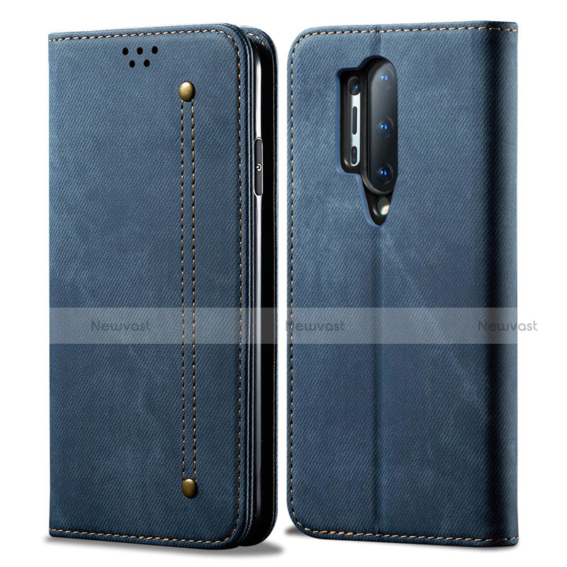 Cloth Case Stands Flip Cover for OnePlus 8 Pro Blue