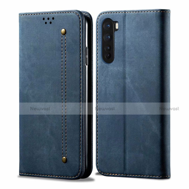 Cloth Case Stands Flip Cover for OnePlus Nord Blue