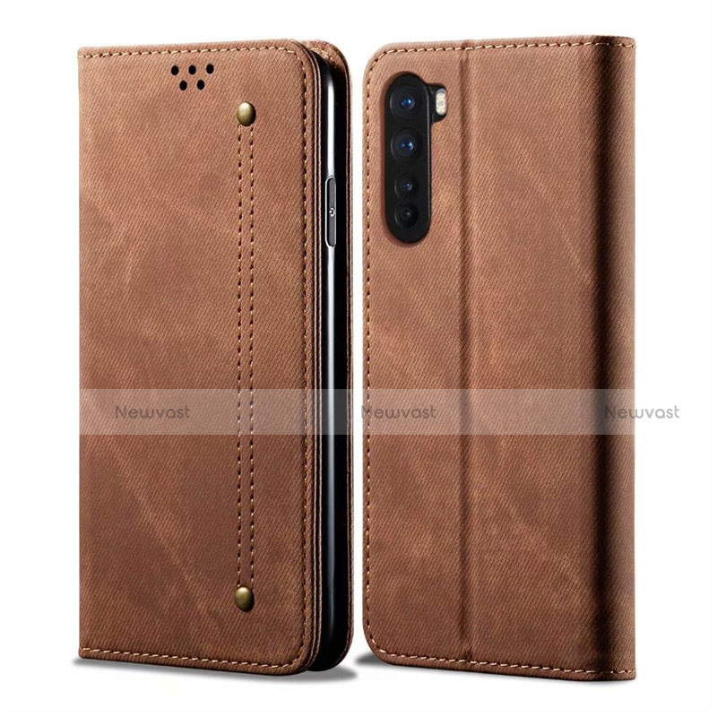 Cloth Case Stands Flip Cover for OnePlus Nord Brown