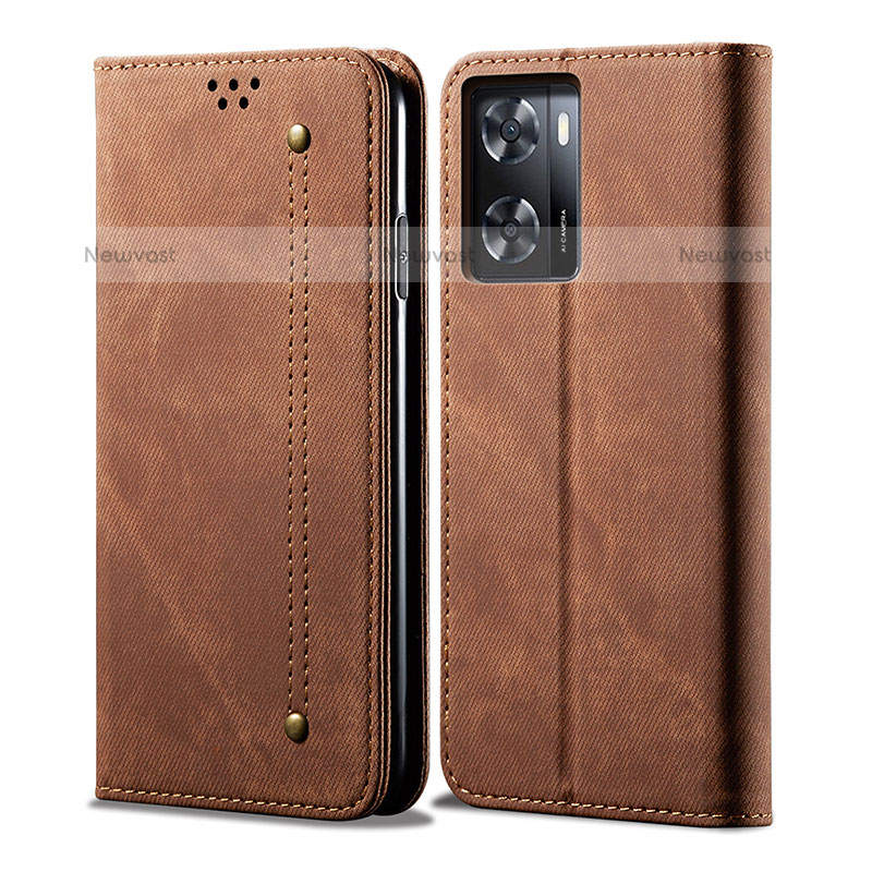 Cloth Case Stands Flip Cover for OnePlus Nord N300 5G Brown