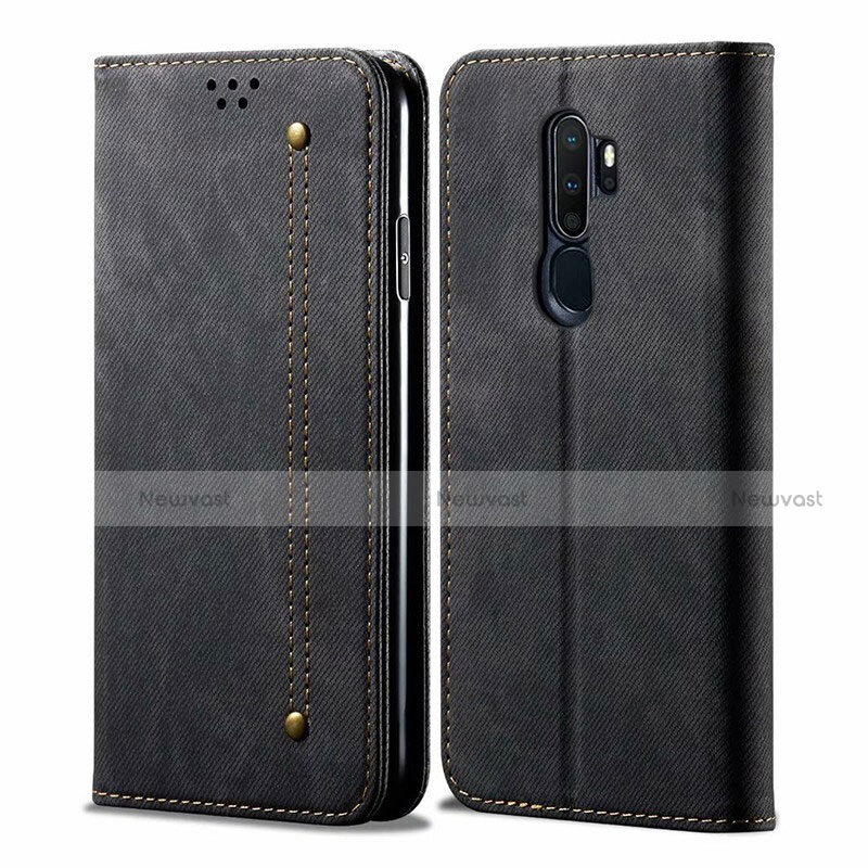 Cloth Case Stands Flip Cover for Oppo A11 Black