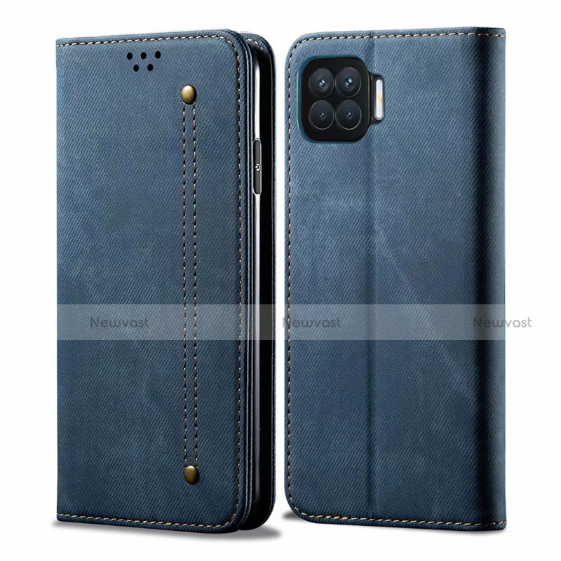 Cloth Case Stands Flip Cover for Oppo A73 (2020) Blue