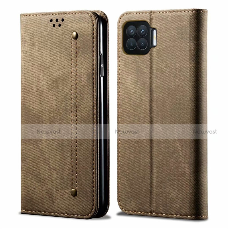 Cloth Case Stands Flip Cover for Oppo A73 (2020) Khaki