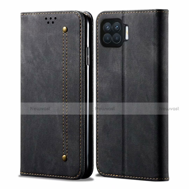 Cloth Case Stands Flip Cover for Oppo A93 Black