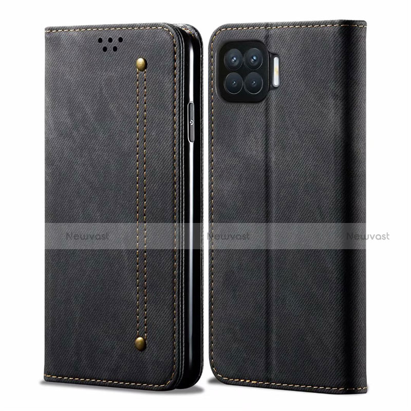 Cloth Case Stands Flip Cover for Oppo Reno4 Lite Black