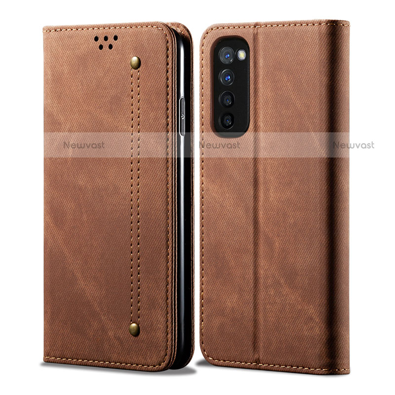 Cloth Case Stands Flip Cover for Oppo Reno4 Pro 4G Brown