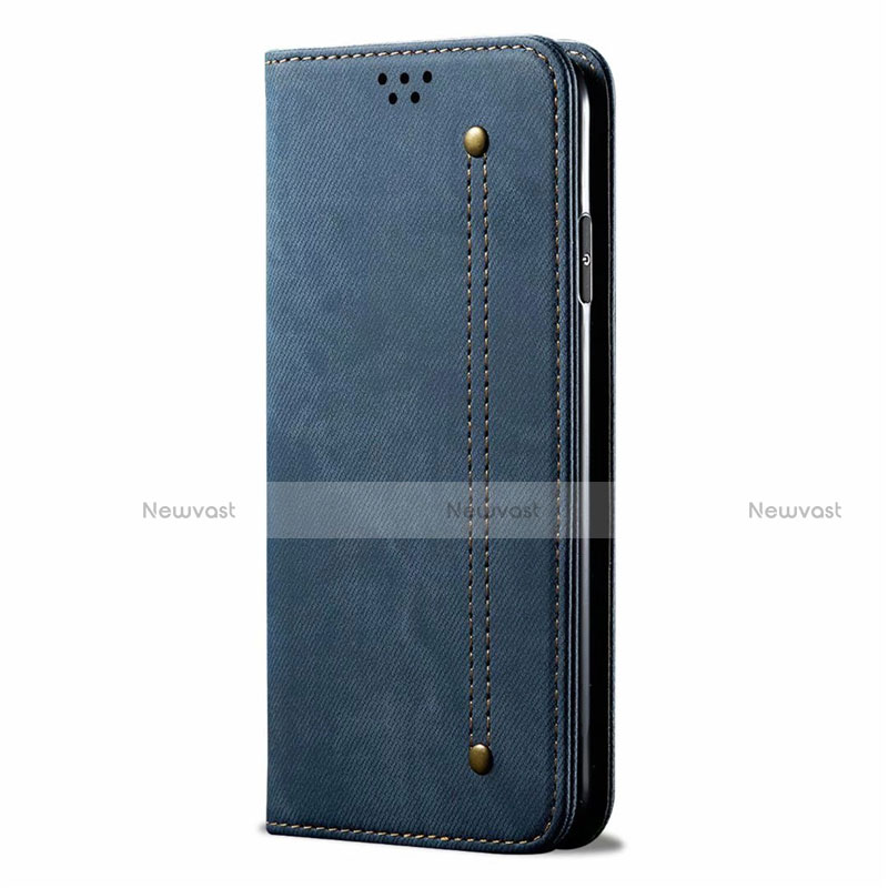 Cloth Case Stands Flip Cover for Realme 5 Pro Blue