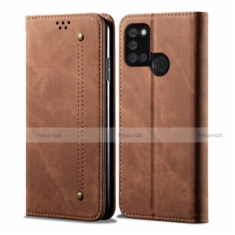 Cloth Case Stands Flip Cover for Realme 7i Brown