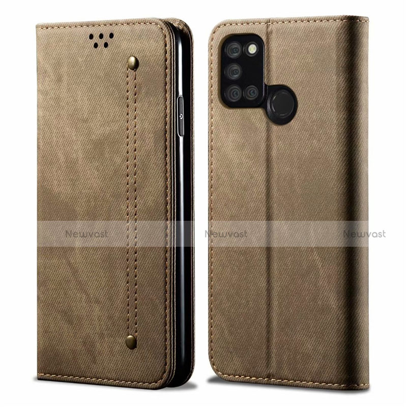 Cloth Case Stands Flip Cover for Realme C17 Khaki