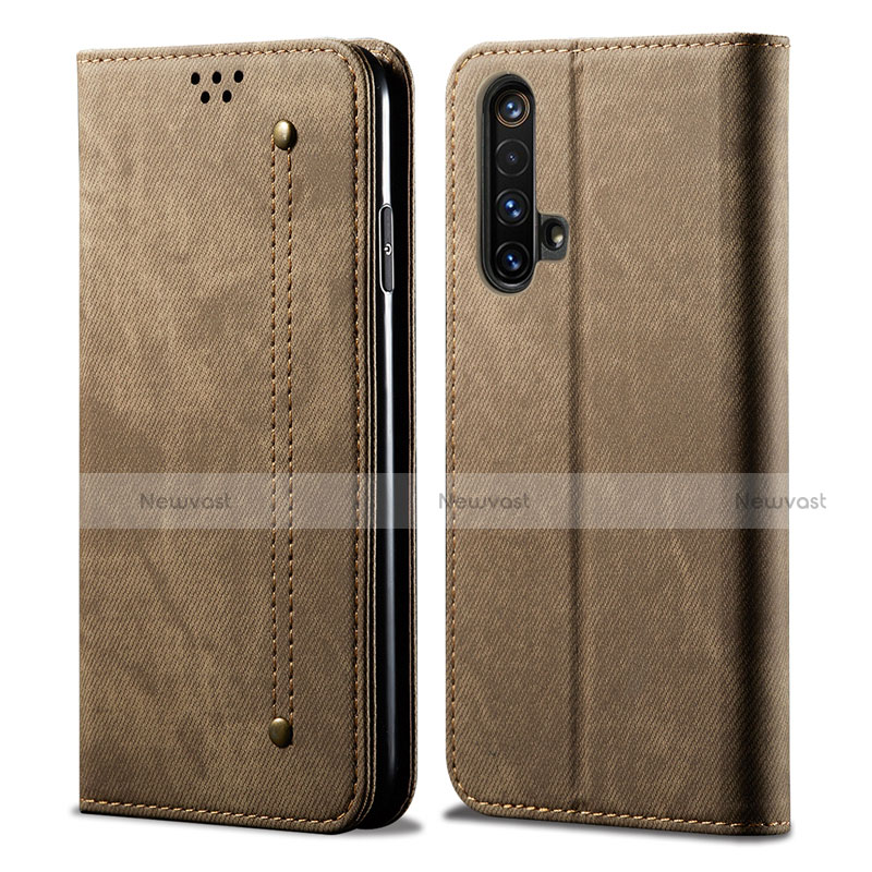 Cloth Case Stands Flip Cover for Realme X3 SuperZoom Brown