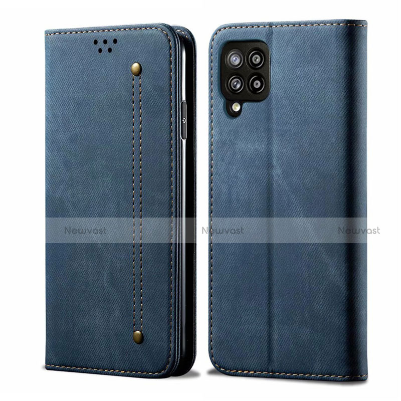 Cloth Case Stands Flip Cover for Samsung Galaxy A42 5G Blue