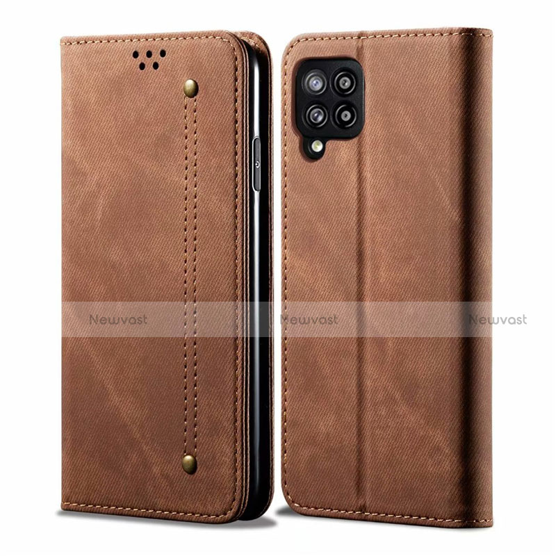 Cloth Case Stands Flip Cover for Samsung Galaxy A42 5G Brown