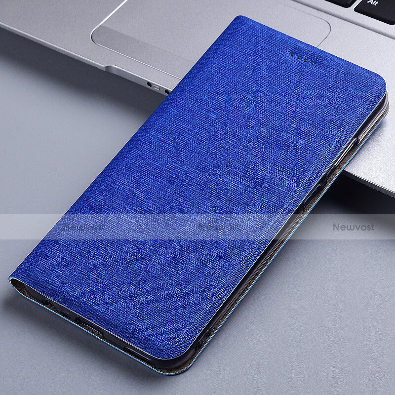 Cloth Case Stands Flip Cover for Samsung Galaxy A81 Blue