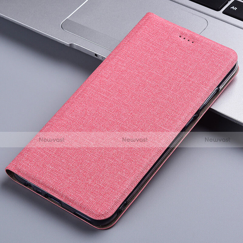 Cloth Case Stands Flip Cover for Samsung Galaxy A81 Pink