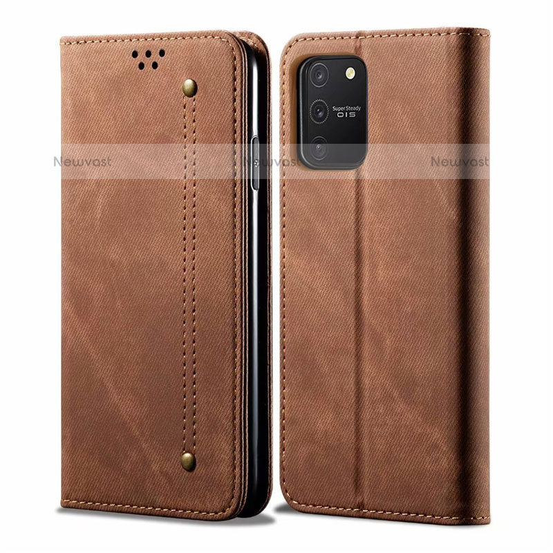 Cloth Case Stands Flip Cover for Samsung Galaxy A91 Brown