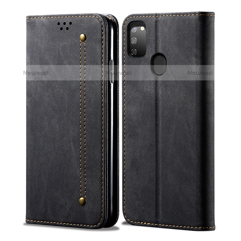 Cloth Case Stands Flip Cover for Samsung Galaxy M21 Black