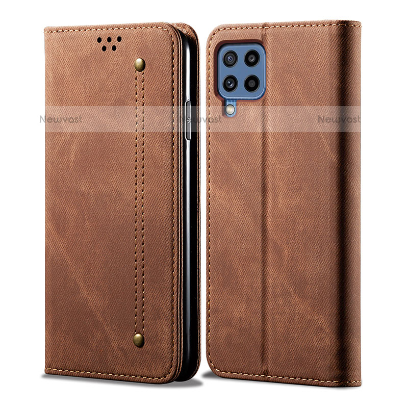 Cloth Case Stands Flip Cover for Samsung Galaxy M42 5G Brown