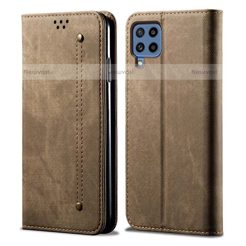 Cloth Case Stands Flip Cover for Samsung Galaxy M42 5G Khaki