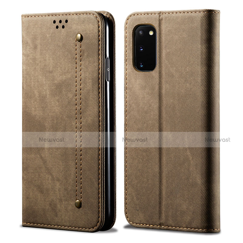 Cloth Case Stands Flip Cover for Samsung Galaxy S20 5G Brown