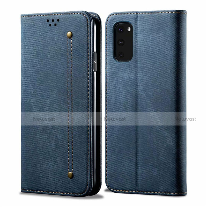 Cloth Case Stands Flip Cover for Samsung Galaxy S20 FE 2022 5G Blue