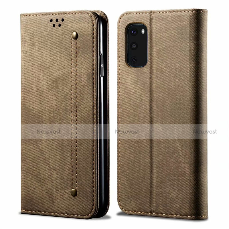 Cloth Case Stands Flip Cover for Samsung Galaxy S20 FE 5G Khaki