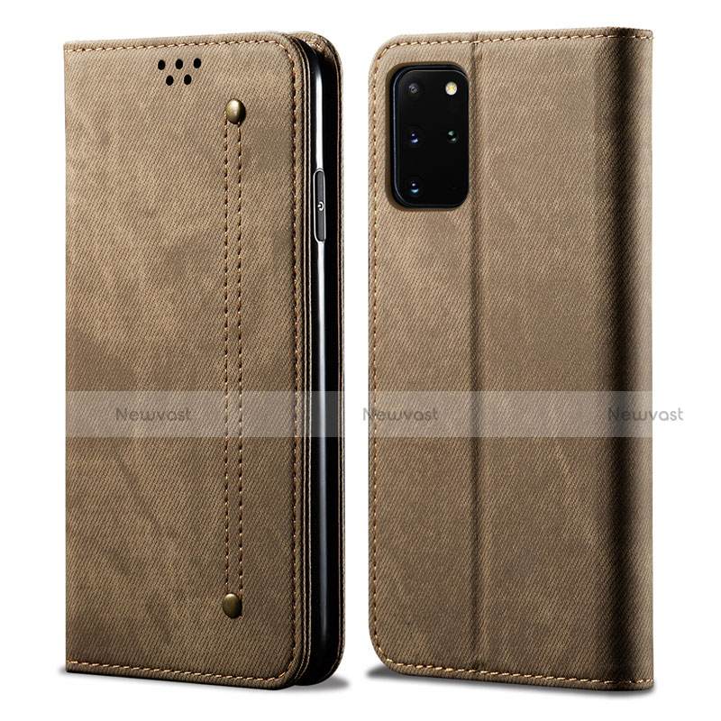 Cloth Case Stands Flip Cover for Samsung Galaxy S20 Plus 5G Brown