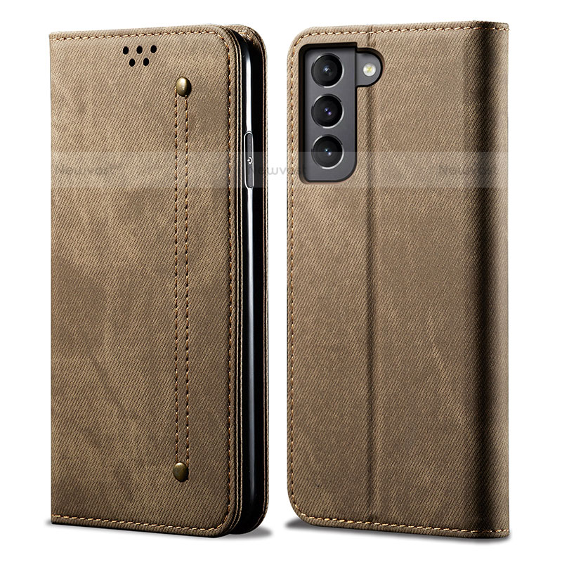 Cloth Case Stands Flip Cover for Samsung Galaxy S23 Plus 5G Khaki