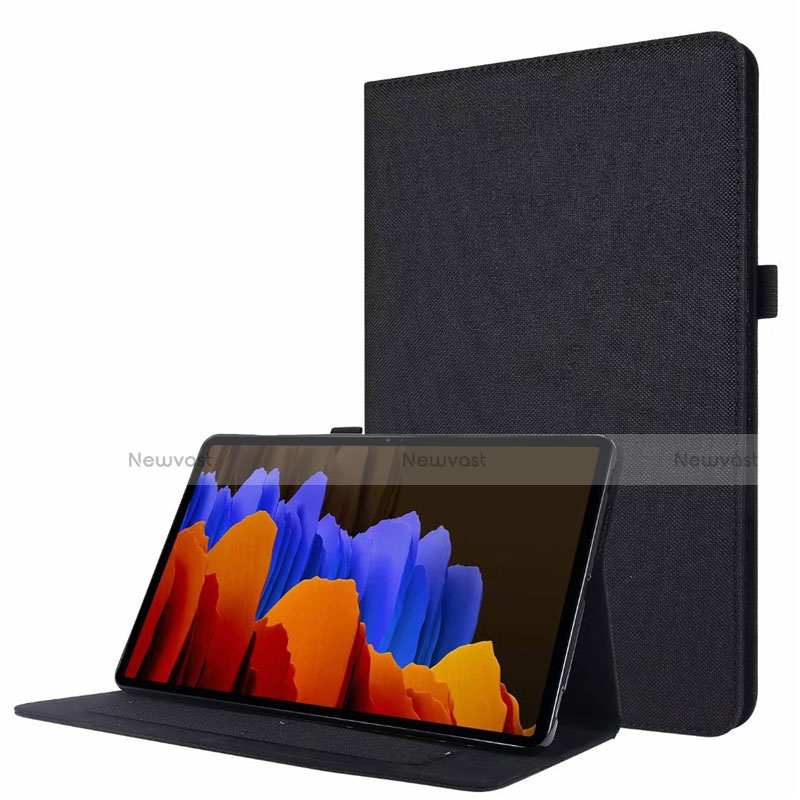 Cloth Case Stands Flip Cover for Samsung Galaxy Tab S7 4G 11 SM-T875 Black