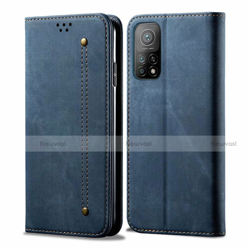 Cloth Case Stands Flip Cover for Xiaomi Mi 10T 5G Blue