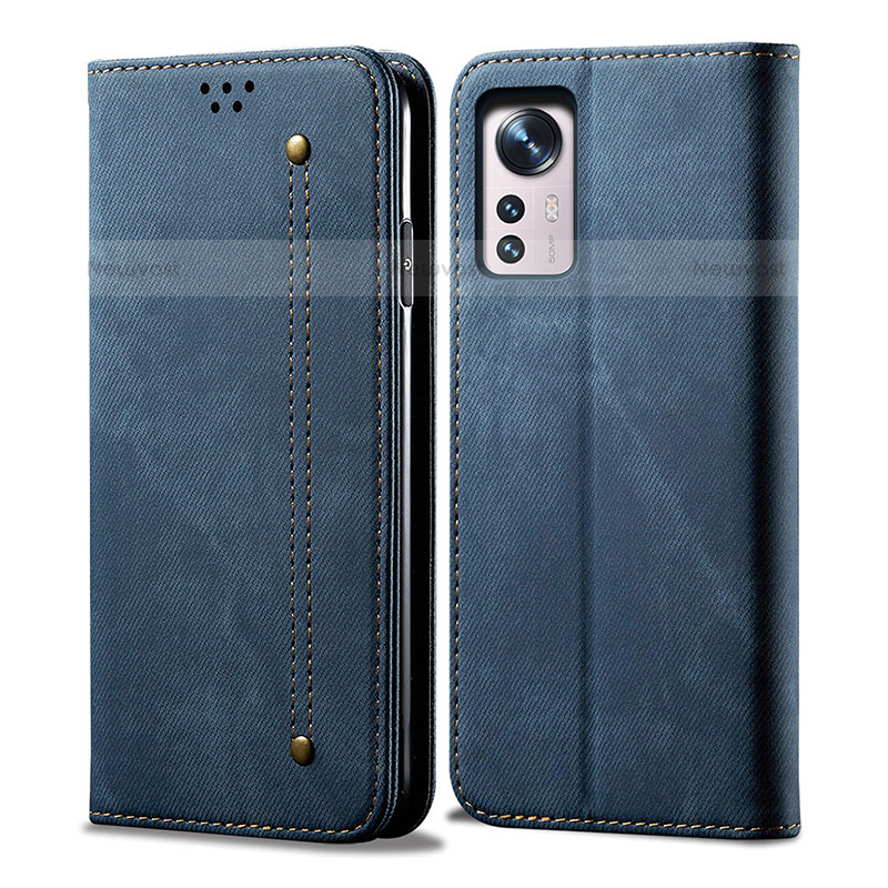 Cloth Case Stands Flip Cover for Xiaomi Mi 12 Pro 5G Blue