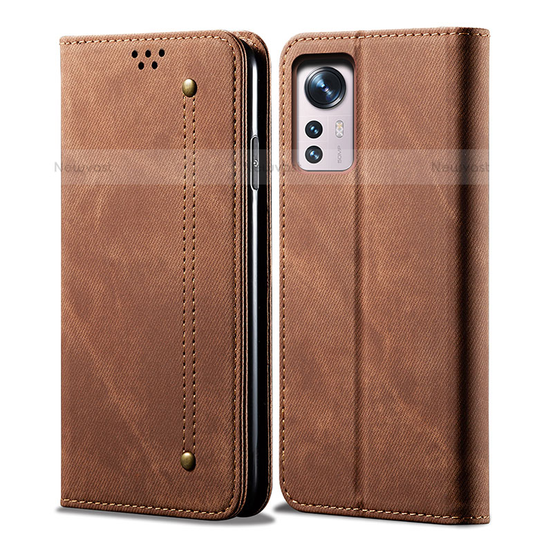 Cloth Case Stands Flip Cover for Xiaomi Mi 12S 5G Brown