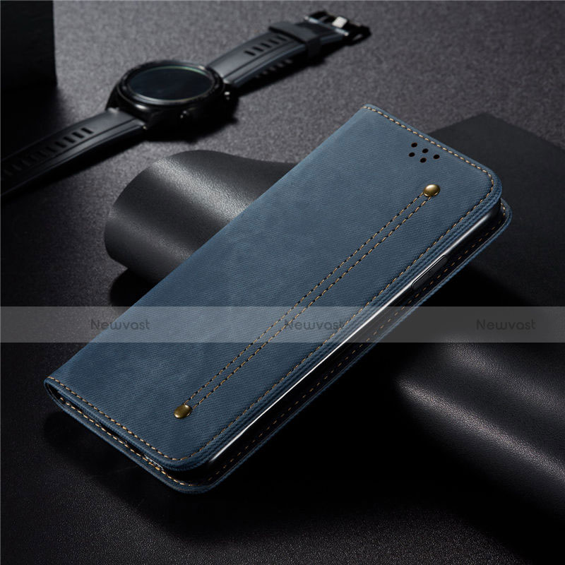 Cloth Case Stands Flip Cover for Xiaomi Redmi 10X 5G Blue