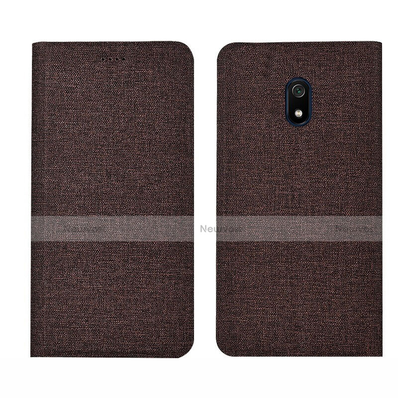 Cloth Case Stands Flip Cover for Xiaomi Redmi 8A Brown