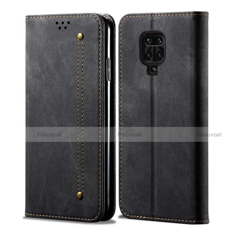 Cloth Case Stands Flip Cover for Xiaomi Redmi Note 9S Black