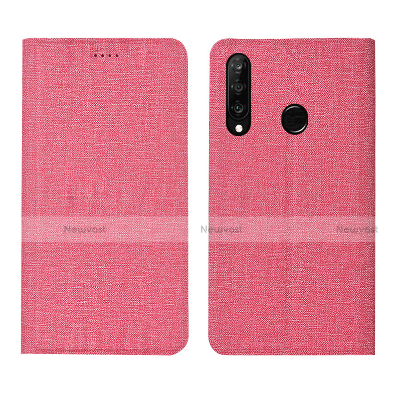Cloth Case Stands Flip Cover H01 for Huawei Nova 4e Pink