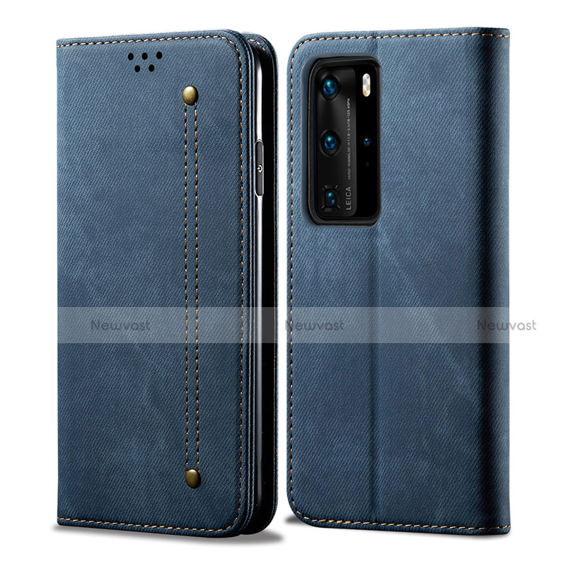 Cloth Case Stands Flip Cover H01 for Huawei P40 Pro Blue