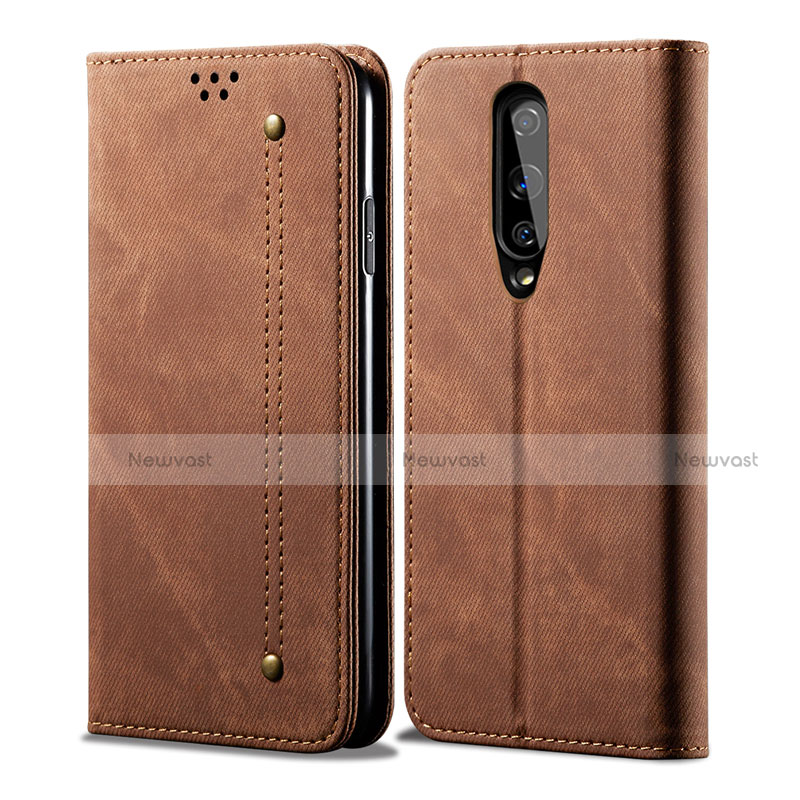 Cloth Case Stands Flip Cover H01 for OnePlus 8 Brown