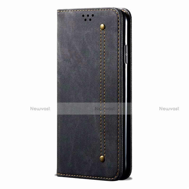 Cloth Case Stands Flip Cover H01 for Oppo A91 Black