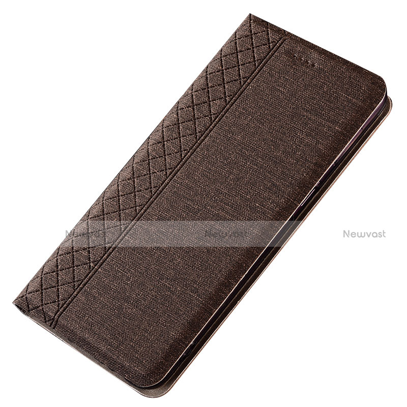 Cloth Case Stands Flip Cover H01 for Samsung Galaxy A70 Brown