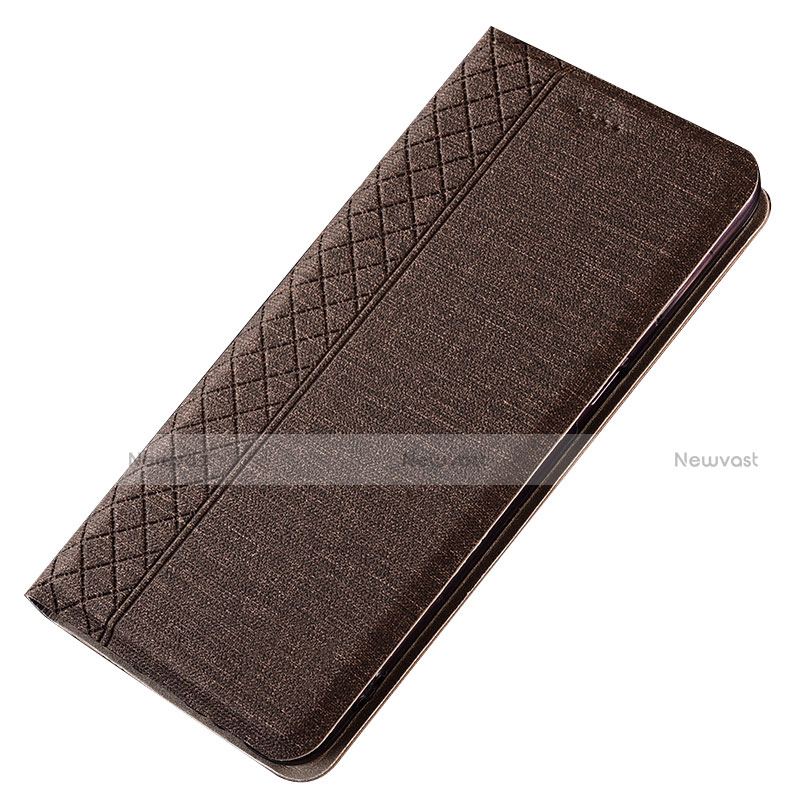 Cloth Case Stands Flip Cover H01 for Samsung Galaxy A70S Brown