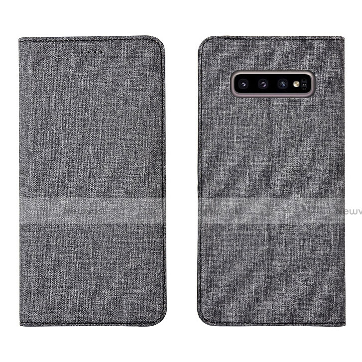 Cloth Case Stands Flip Cover H01 for Samsung Galaxy S10 Plus Gray